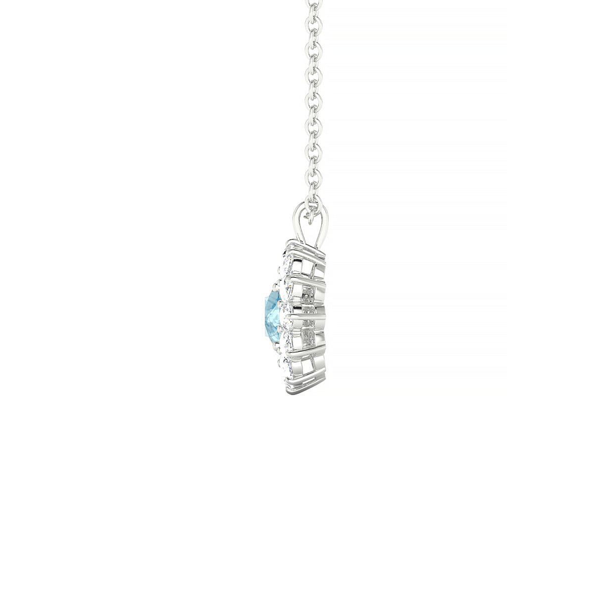 Blossom | 18k White Gold 4.5 mm Round Aquamarine Pendant