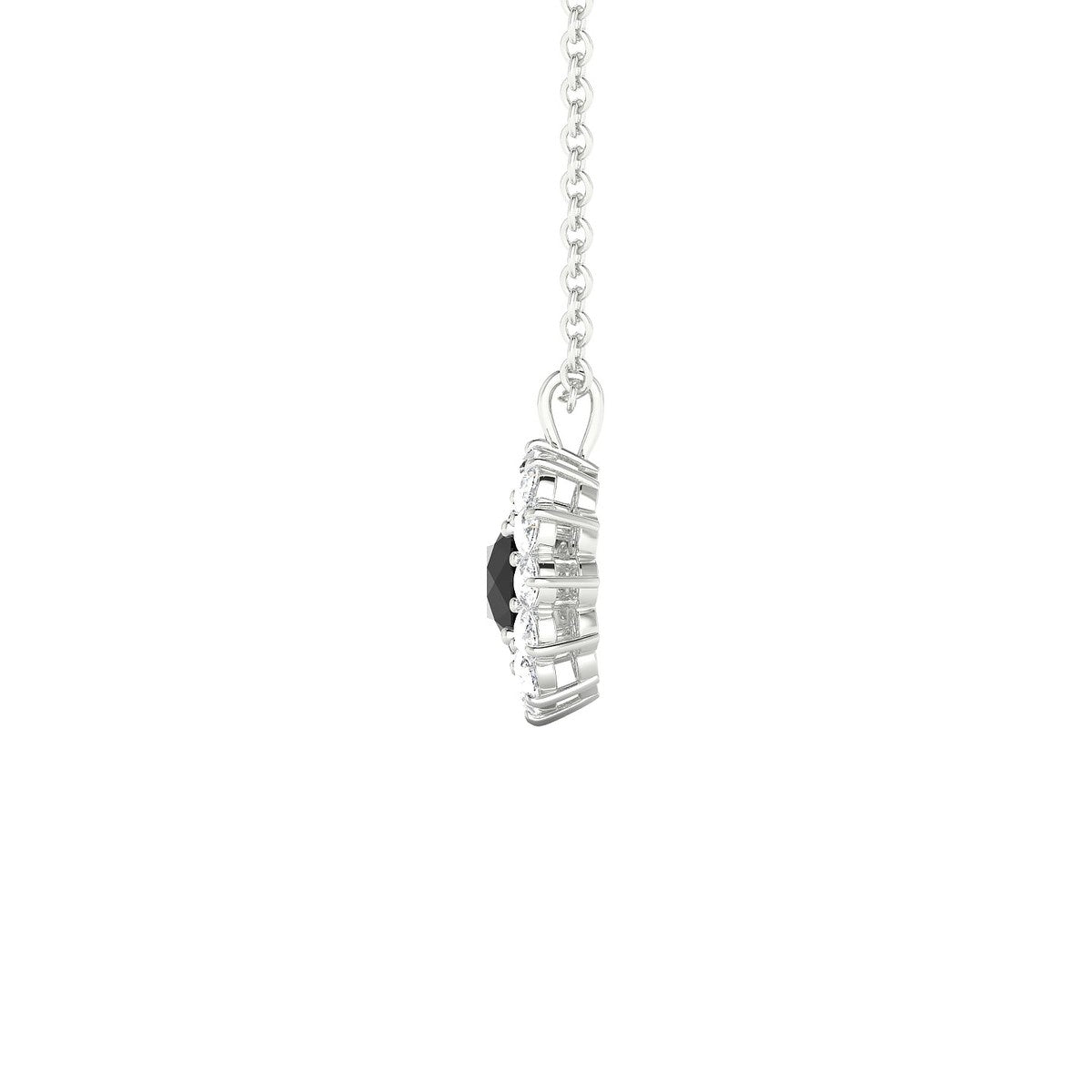 Blossom | 18k White Gold 4.5 mm Round Black Diamond Pendant