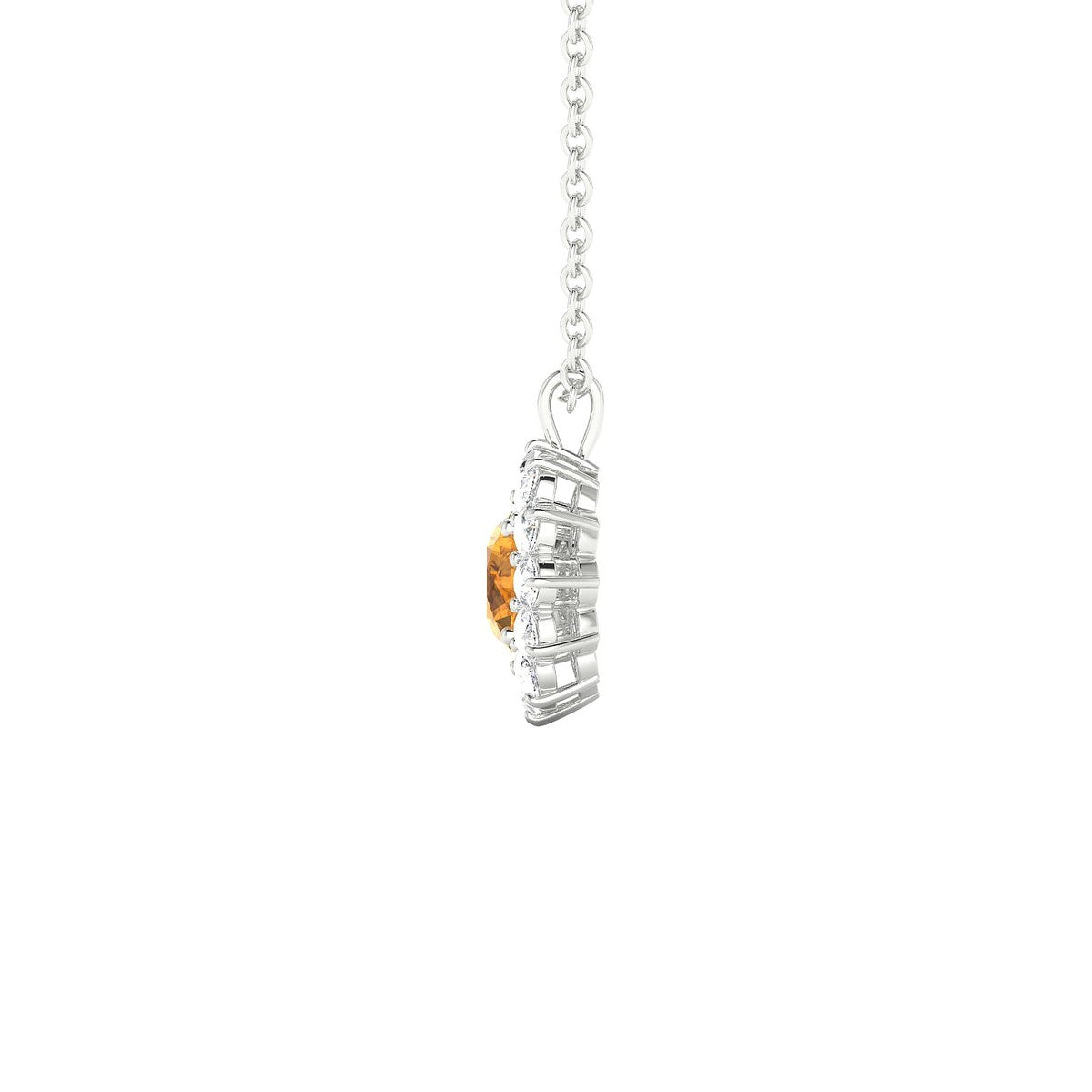 Blossom | 18k White Gold 4.5 mm Round Citrine Pendant
