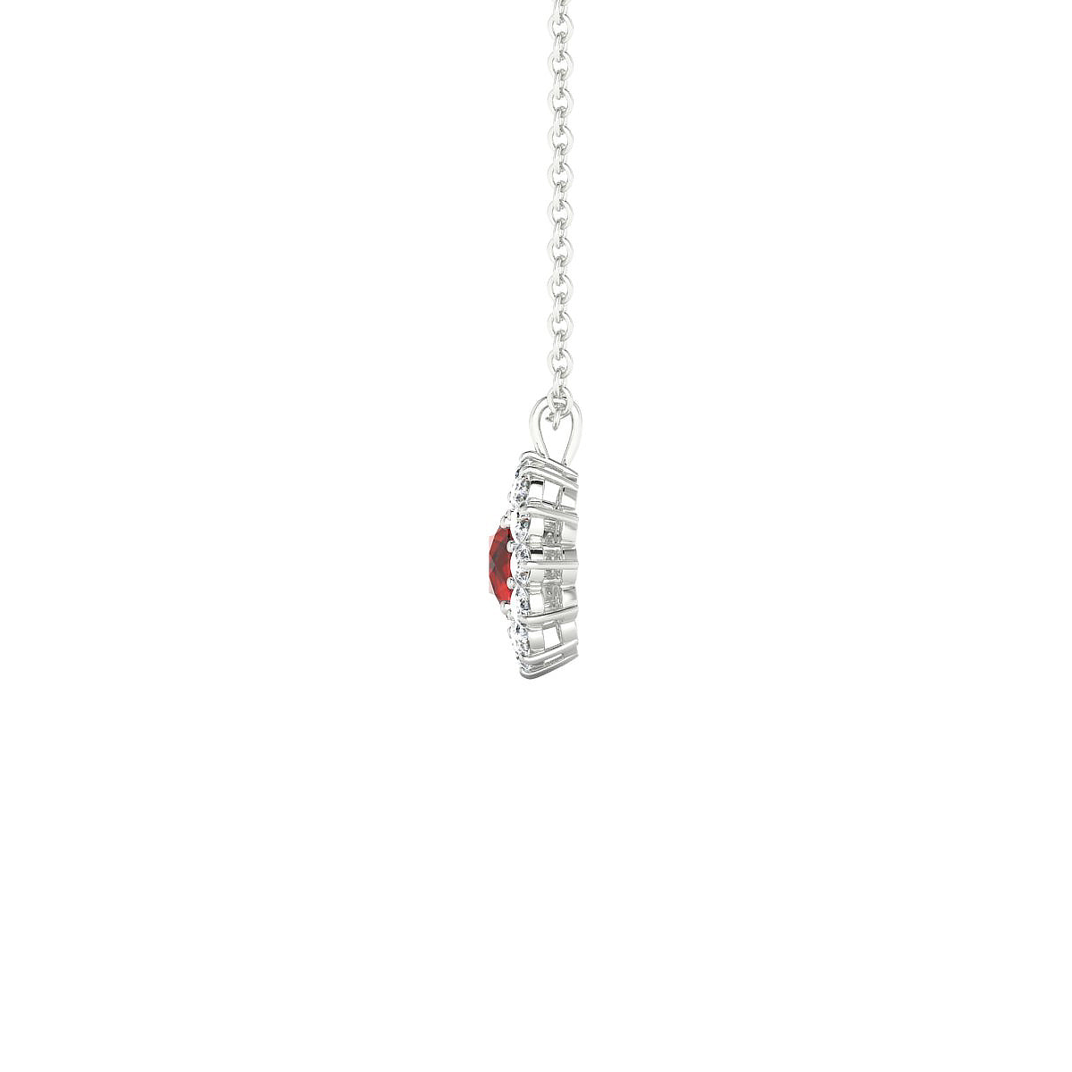 Blossom | 18k White Gold 4.5 mm Round Garnet Pendant