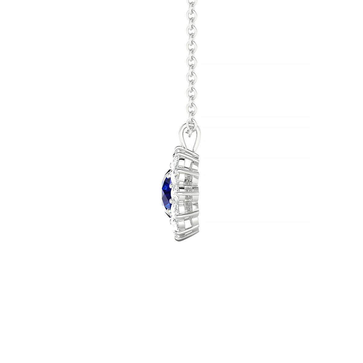 Blossom | 18k White Gold 4.5 mm Round Sapphire Pendant