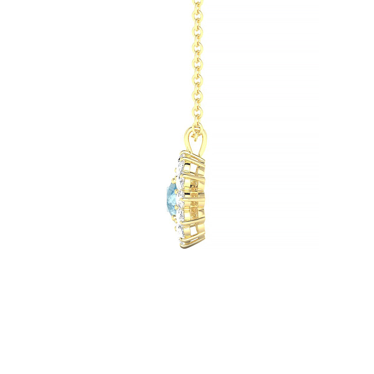 Blossom | 18k Yellow Gold 4.5 mm Round Aquamarine Pendant