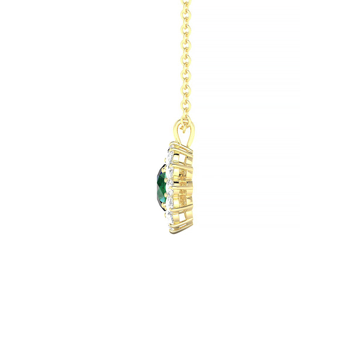 Blossom | 18k Yellow Gold 4.5 mm Round Emerald Pendant