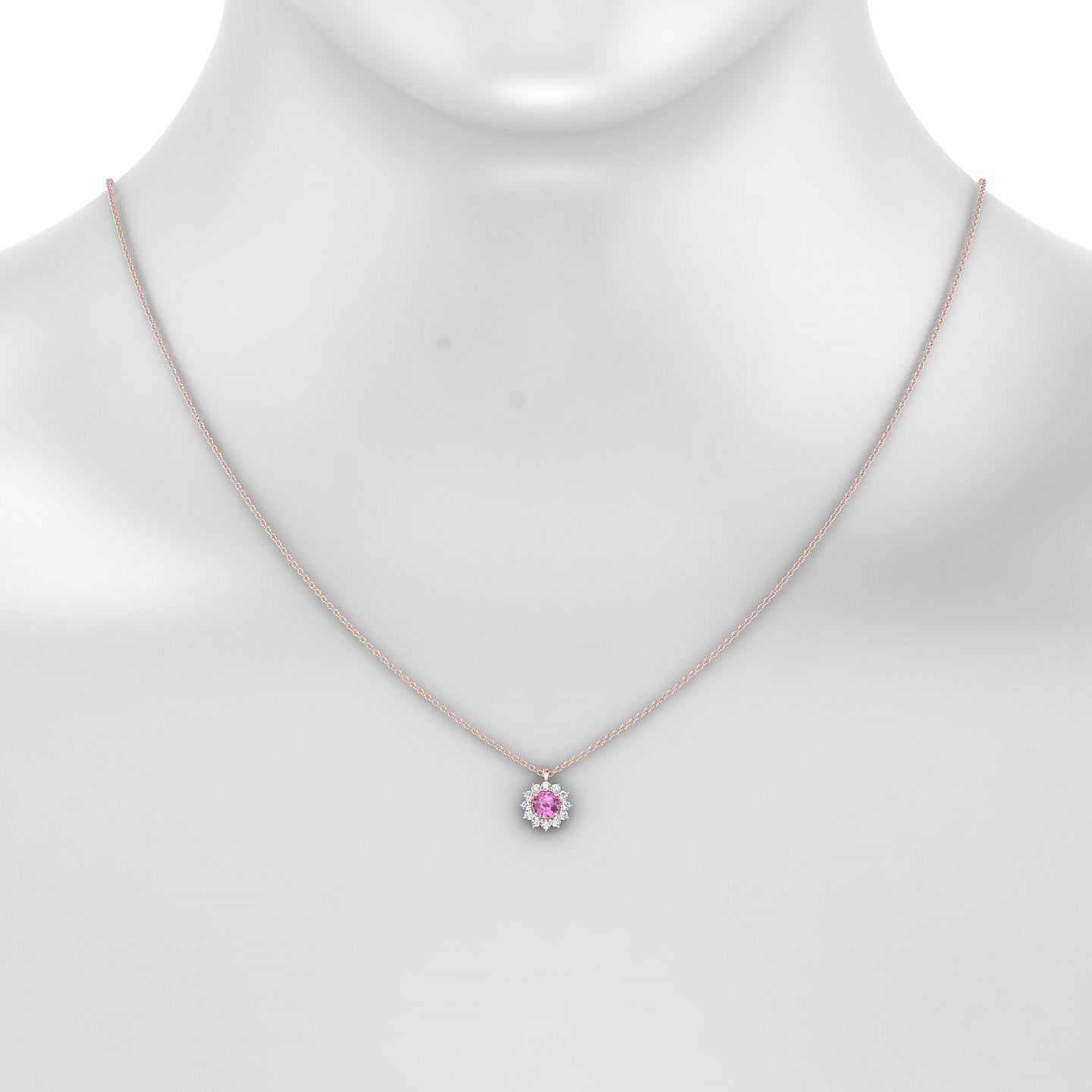 Blossom | 18k Rose Gold 4.5 mm Round Pink Sapphire Pendant