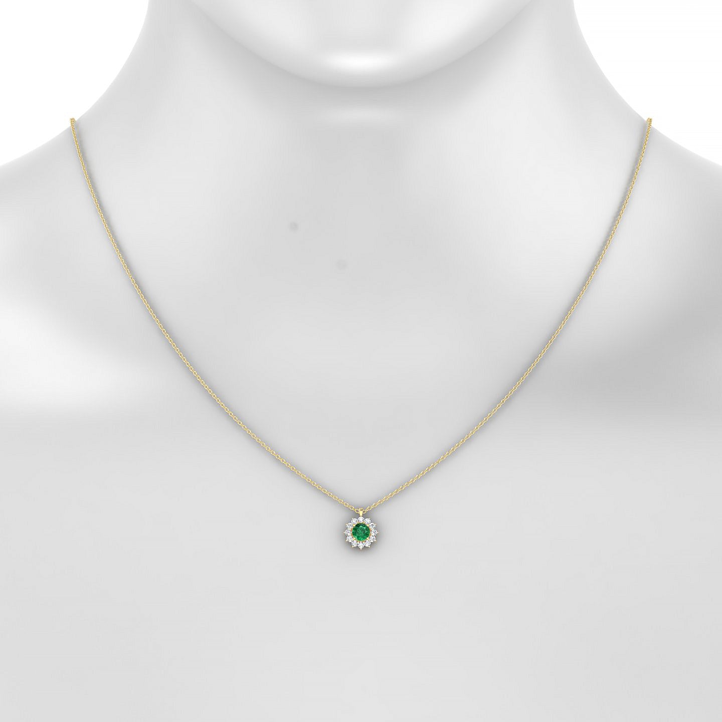 Blossom | 18k Yellow Gold 4.5 mm Round Emerald Pendant