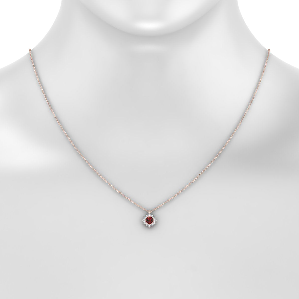 Blossom | 18k Rose Gold 4.5 mm Round Garnet Pendant
