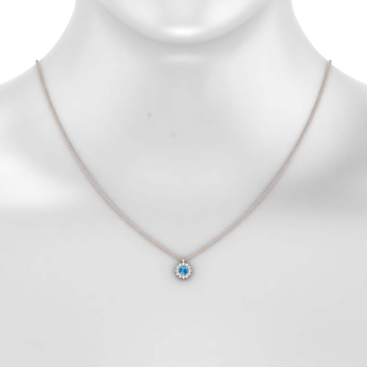Blossom | 18k Rose Gold 4.5 mm Round Topaz Pendant