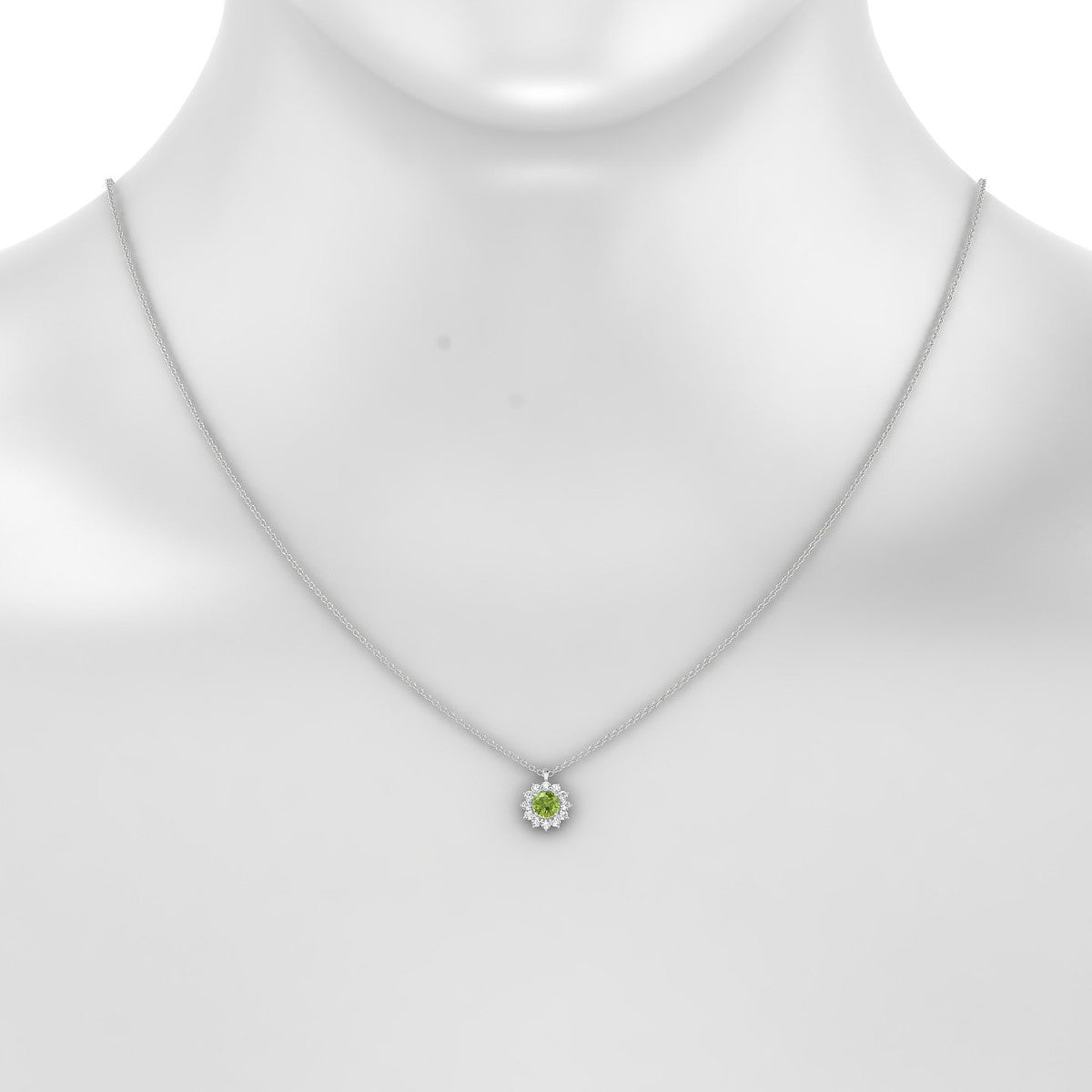 Blossom | 18k White Gold 4.5 mm Round Peridot Pendant