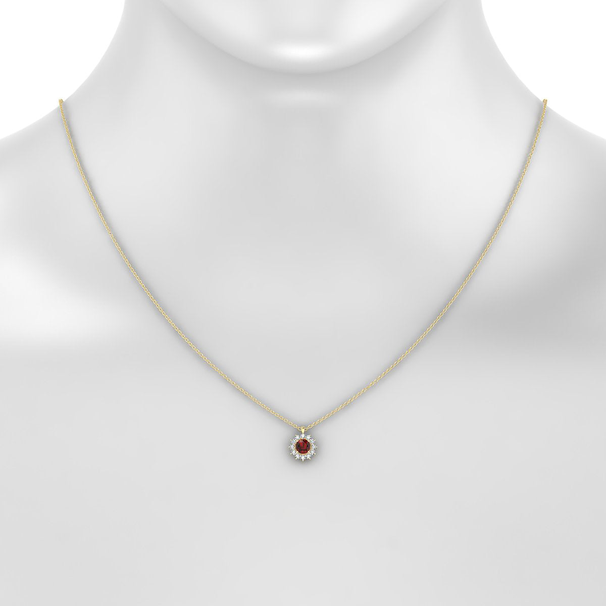 Blossom | 18k Yellow Gold 4.5 mm Round Garnet Pendant