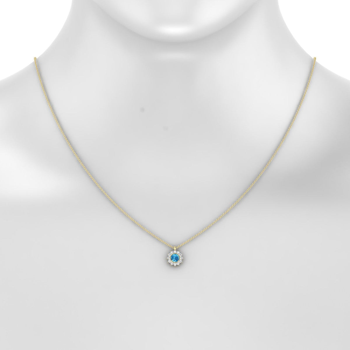 Blossom | 18k Yellow Gold 4.5 mm Round Topaz Pendant
