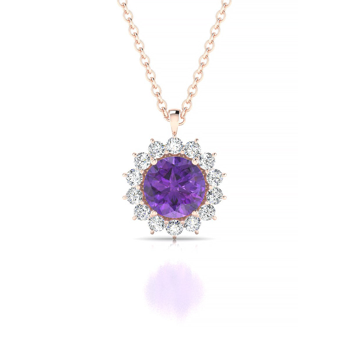 Blossom | 18k Rose Gold 6 mm Round Amethyst Pendant