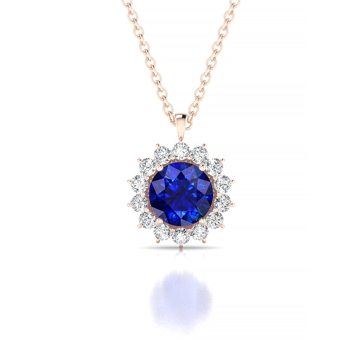 Blossom | 18k Rose Gold 6 mm Round Sapphire Pendant
