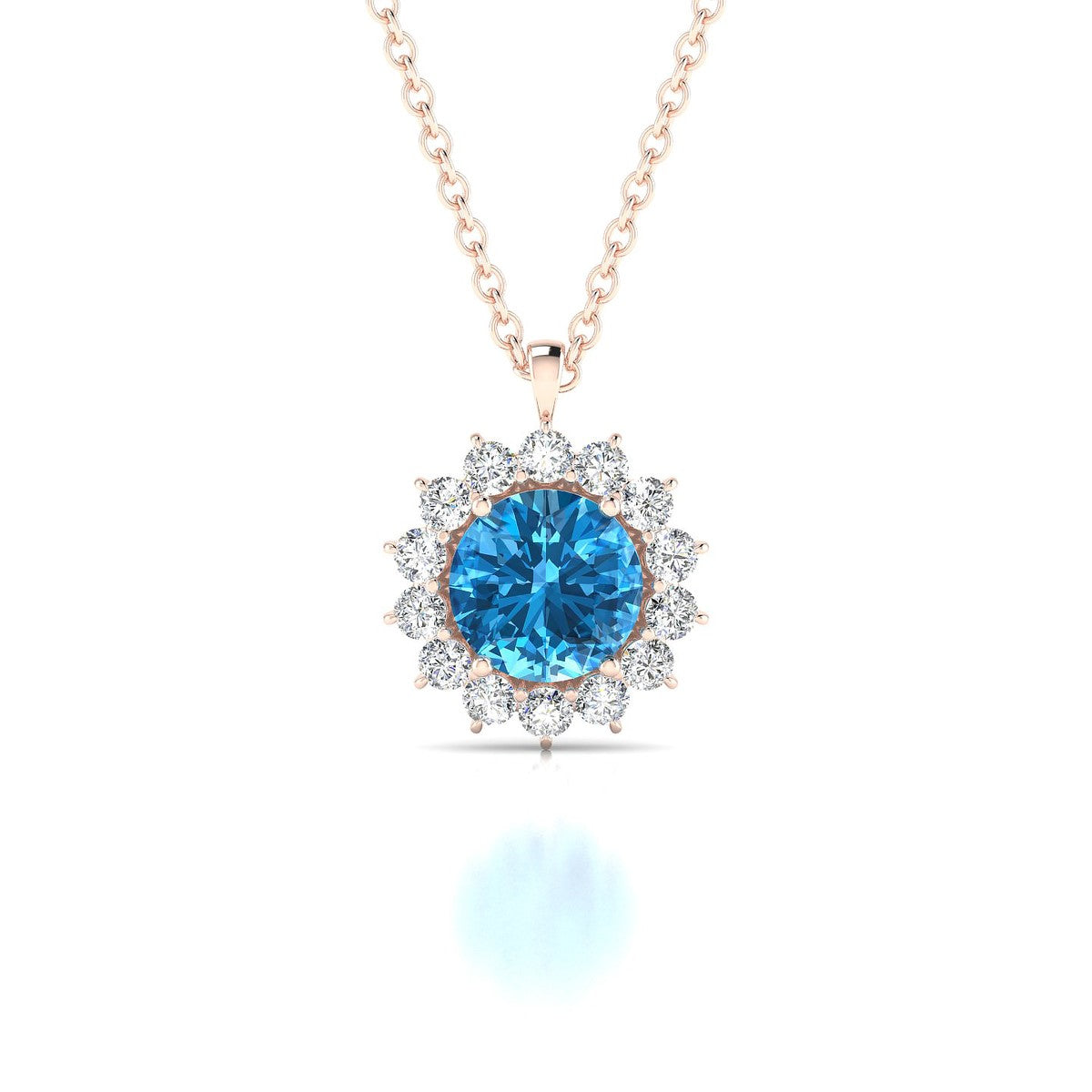 Blossom | 18k Rose Gold 6 mm Round Topaz Pendant