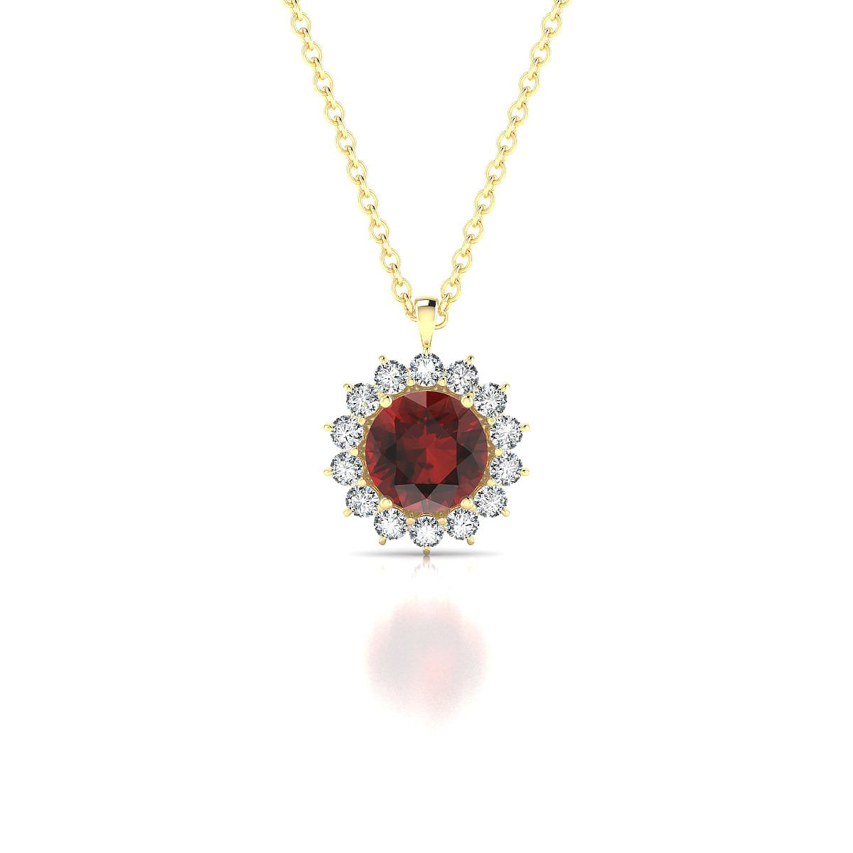 Blossom | 18k Yellow Gold 6 mm Round Garnet Pendant