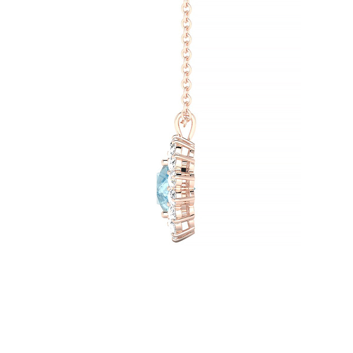 Blossom | 18k Rose Gold 6 mm Round Aquamarine Pendant
