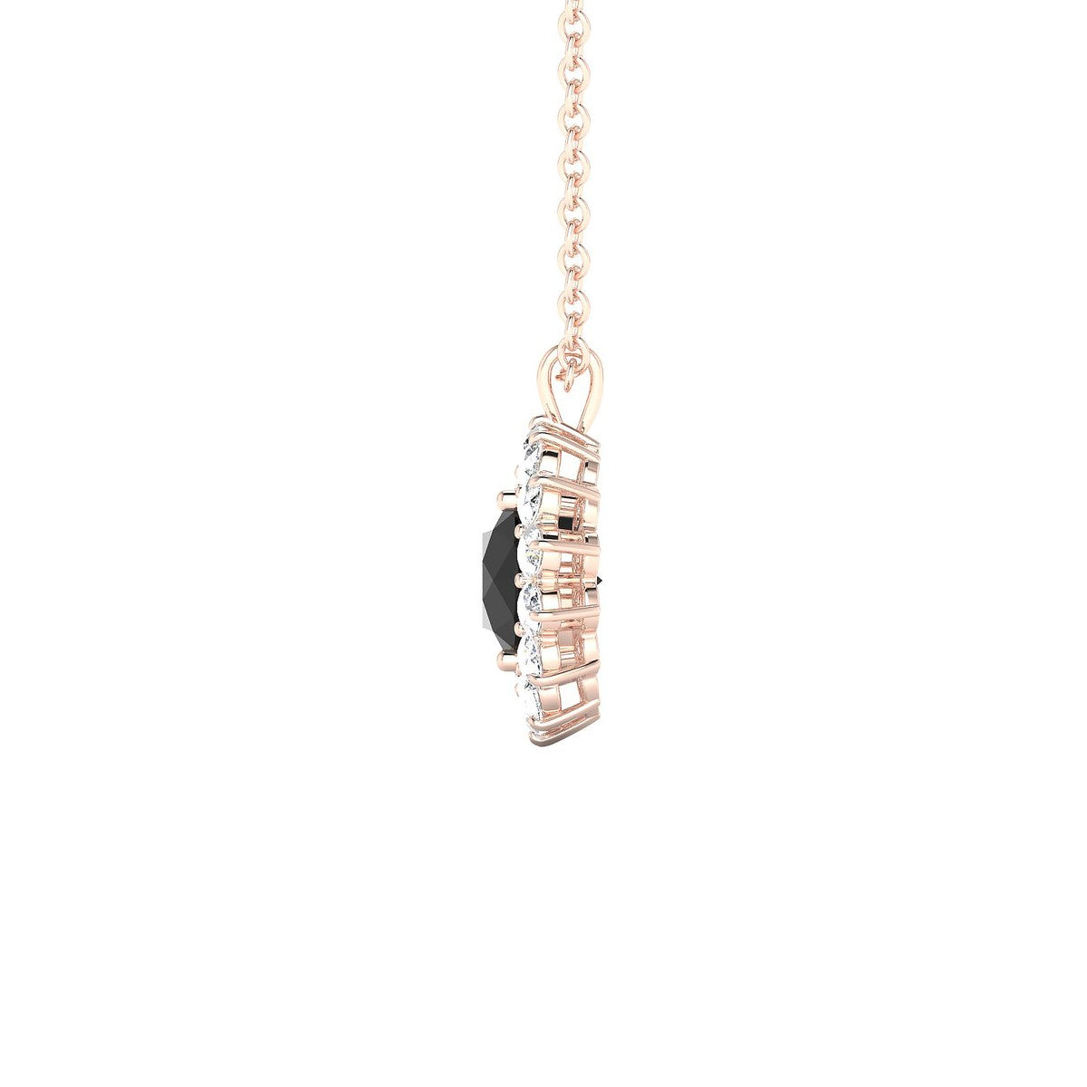 Blossom | 18k Rose Gold 6 mm Round Black Diamond Pendant