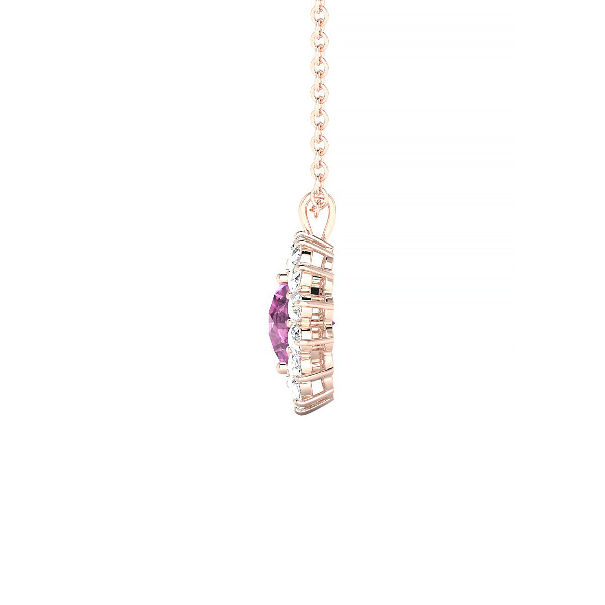 Blossom | 18k Rose Gold 6 mm Round Pink Sapphire Pendant