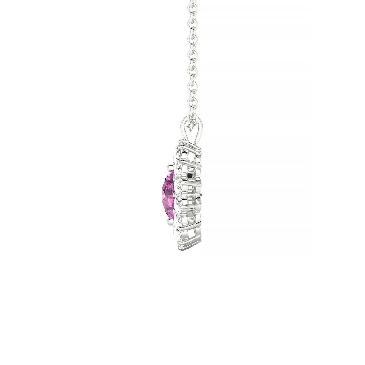Blossom | 18k White Gold 6 mm Round Pink Sapphire Pendant
