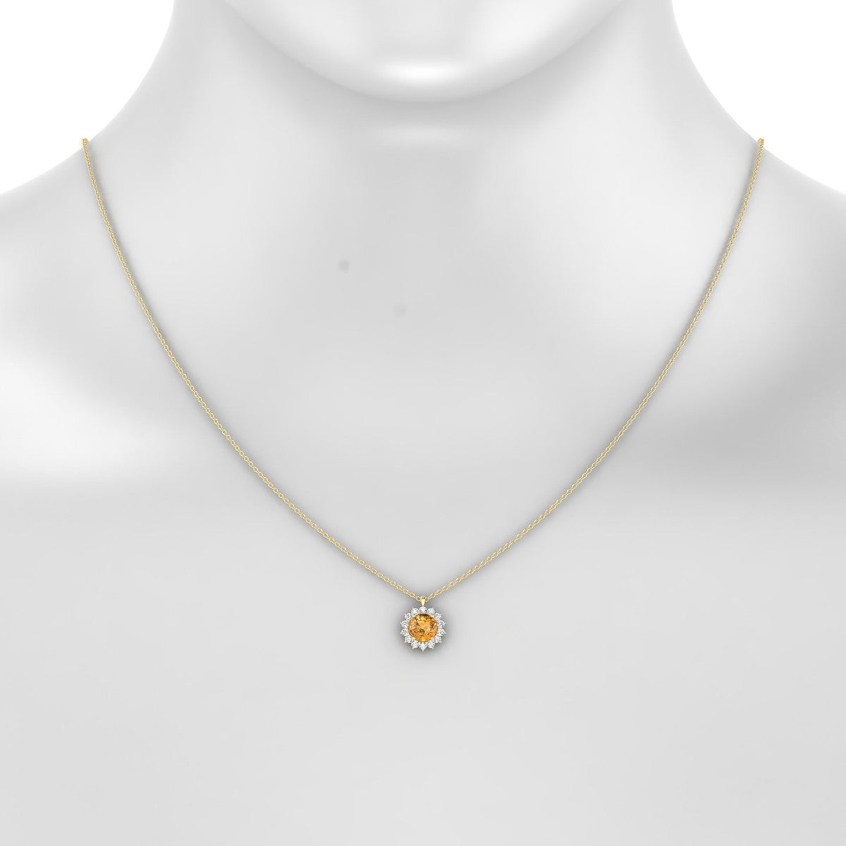 Blossom | 18k Yellow Gold 6 mm Round Citrine Pendant