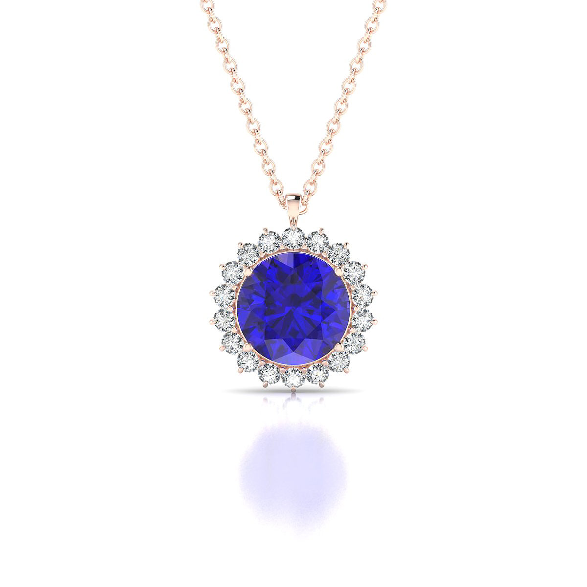 Blossom | 18k Rose Gold 8 mm Round Tanzanite Pendant