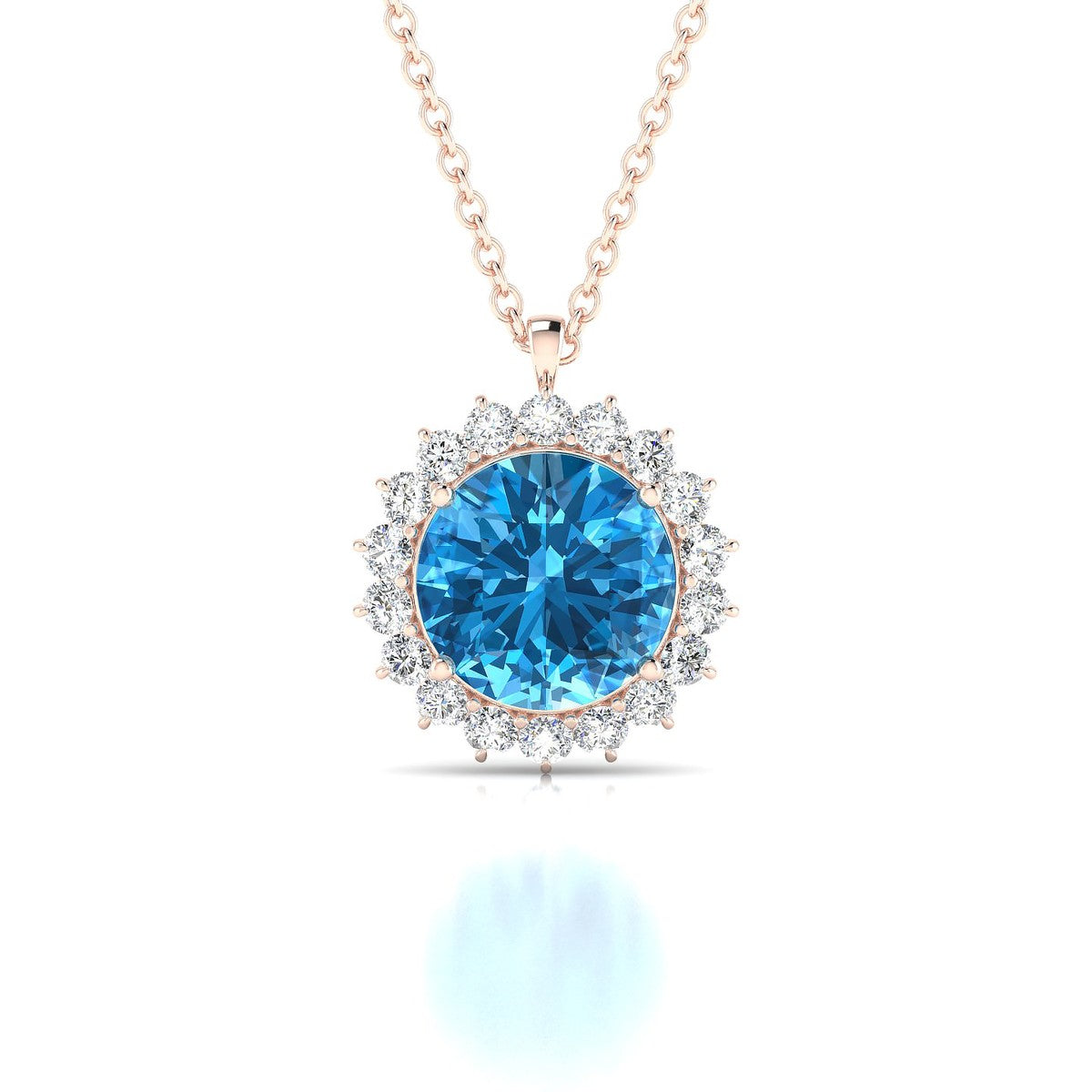 Blossom | 18k Rose Gold 8 mm Round Topaz Pendant