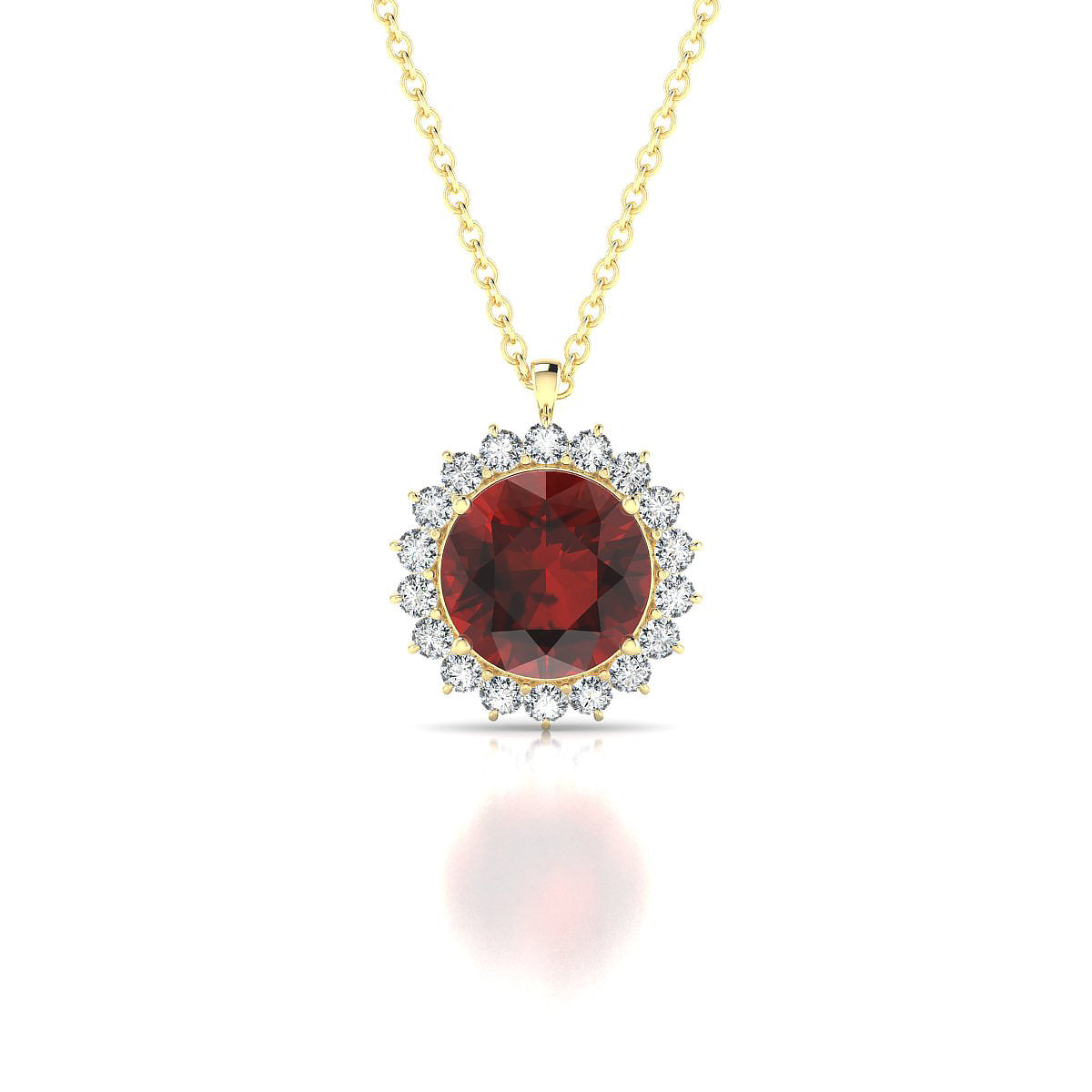Blossom | 18k Yellow Gold 8 mm Round Garnet Pendant