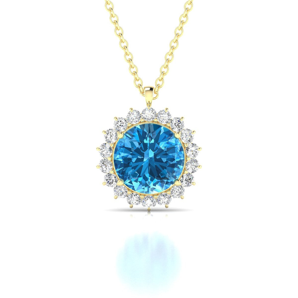 Blossom | 18k Yellow Gold 8 mm Round Topaz Pendant