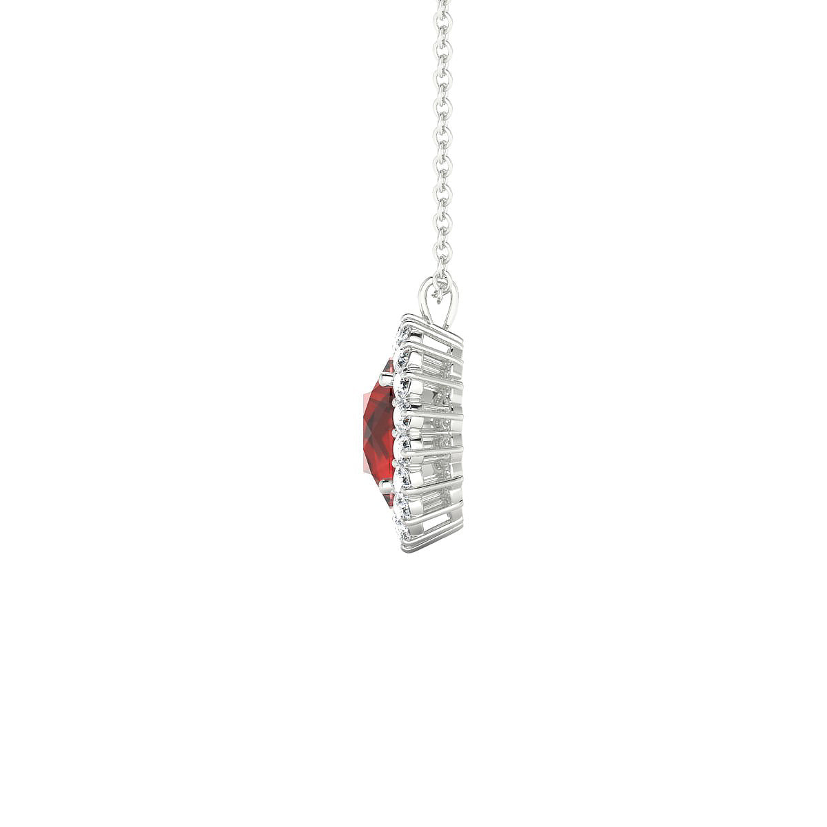 Blossom | 18k White Gold 8 mm Round Garnet Pendant