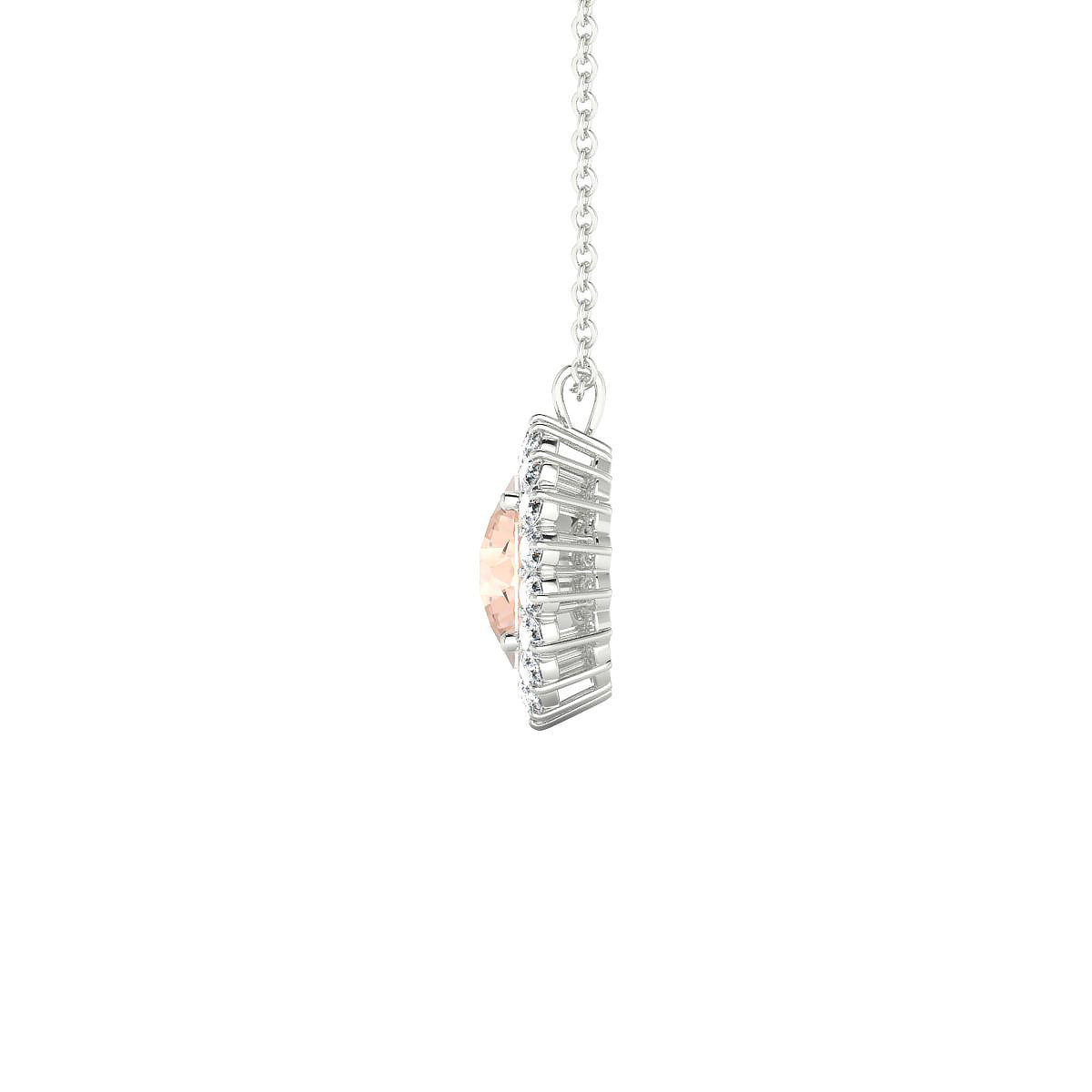 Blossom | 18k White Gold 8 mm Round Morganite Pendant
