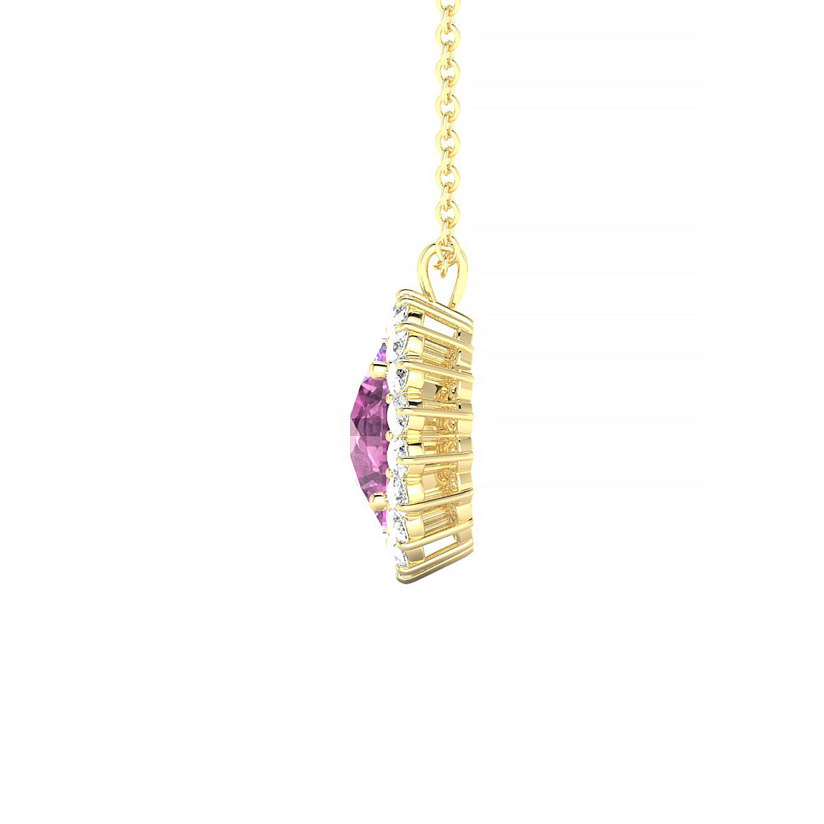 Blossom | 18k Yellow Gold 8 mm Round Pink Sapphire Pendant