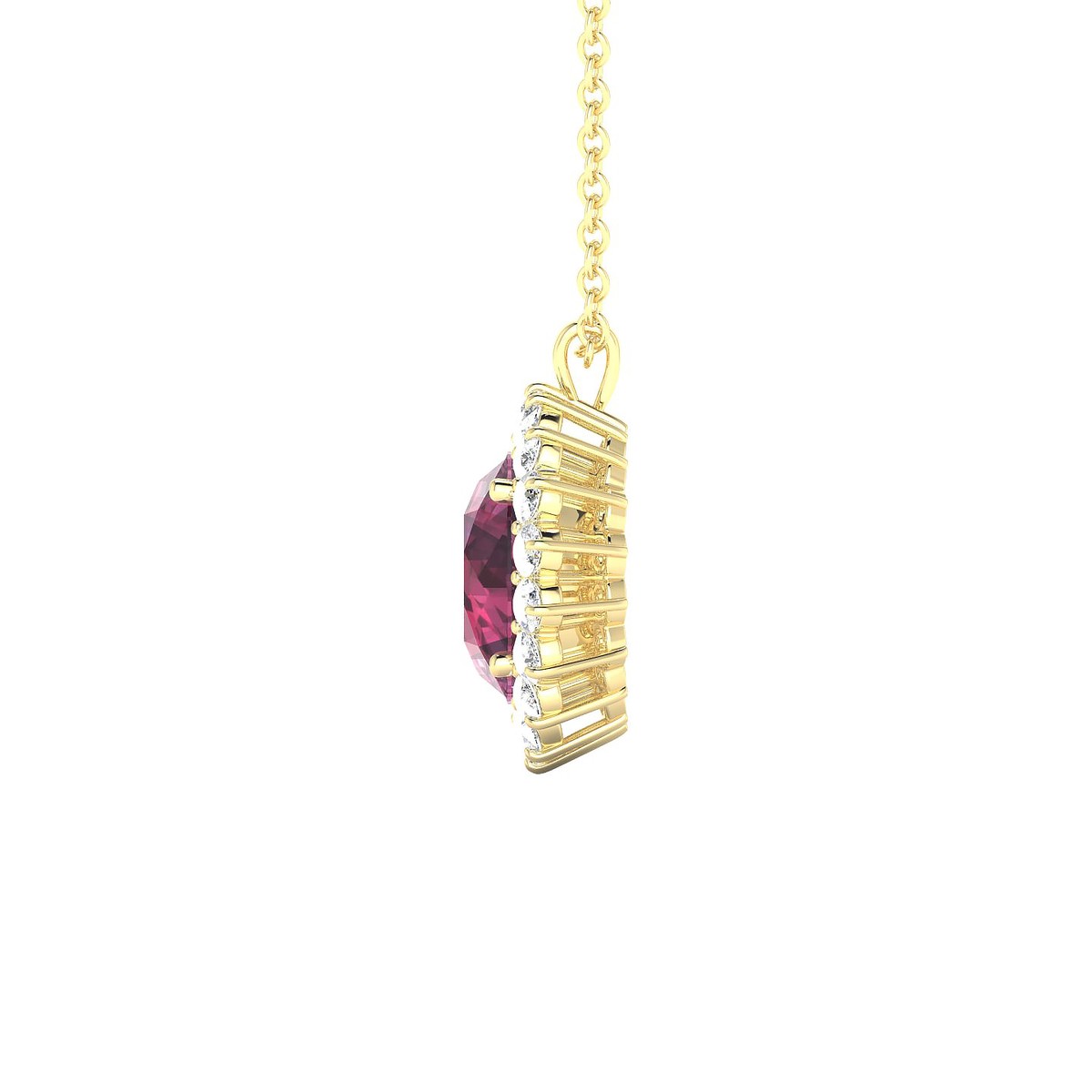 Blossom | 18k Yellow Gold 8 mm Round Rhodolite Pendant
