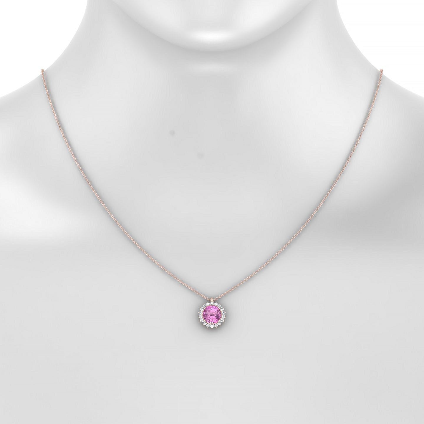 Blossom | 18k Rose Gold 8 mm Round Pink Sapphire Pendant