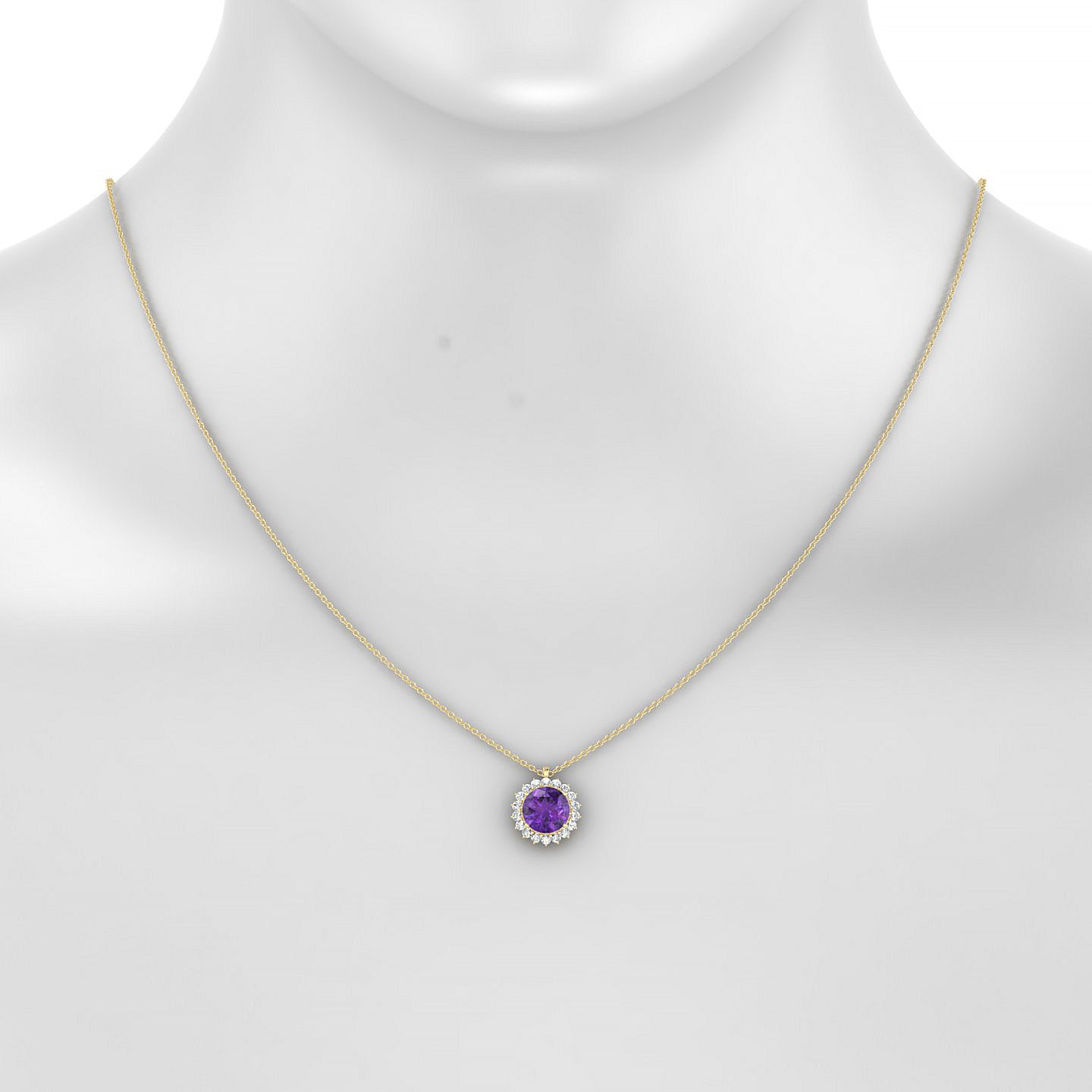 Blossom | 18k Yellow Gold 8 mm Round Amethyst Pendant