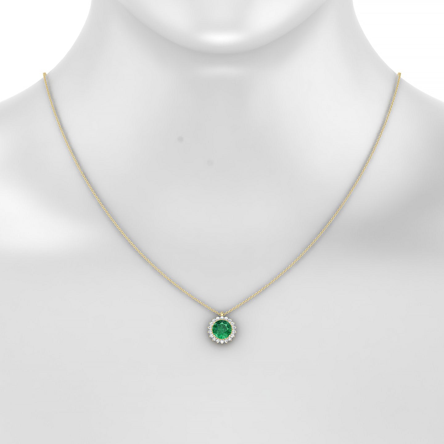 Blossom | 18k Yellow Gold 8 mm Round Emerald Pendant
