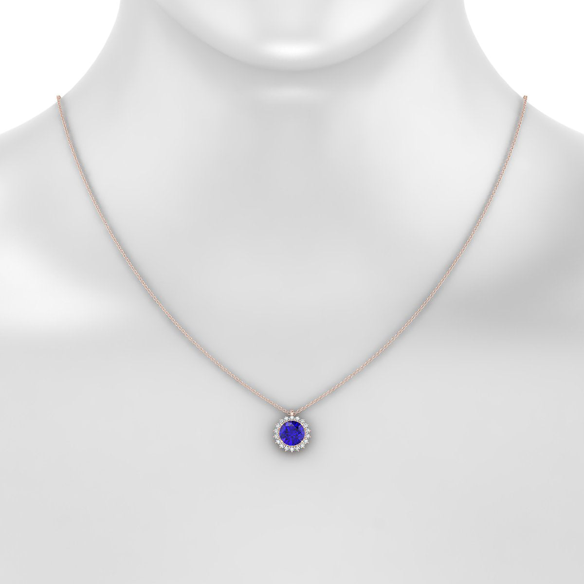 Blossom | 18k Rose Gold 8 mm Round Tanzanite Pendant