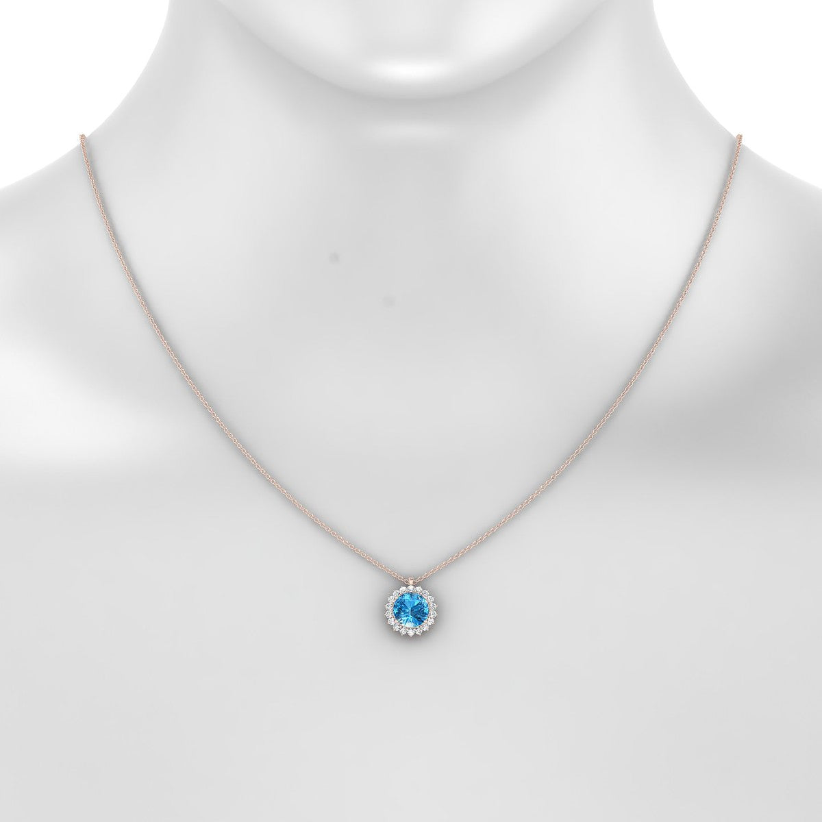 Blossom | 18k Rose Gold 8 mm Round Topaz Pendant