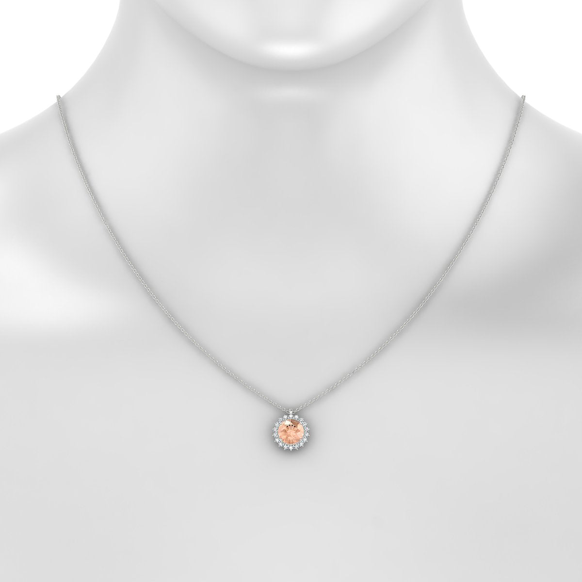 Blossom | 18k White Gold 8 mm Round Morganite Pendant