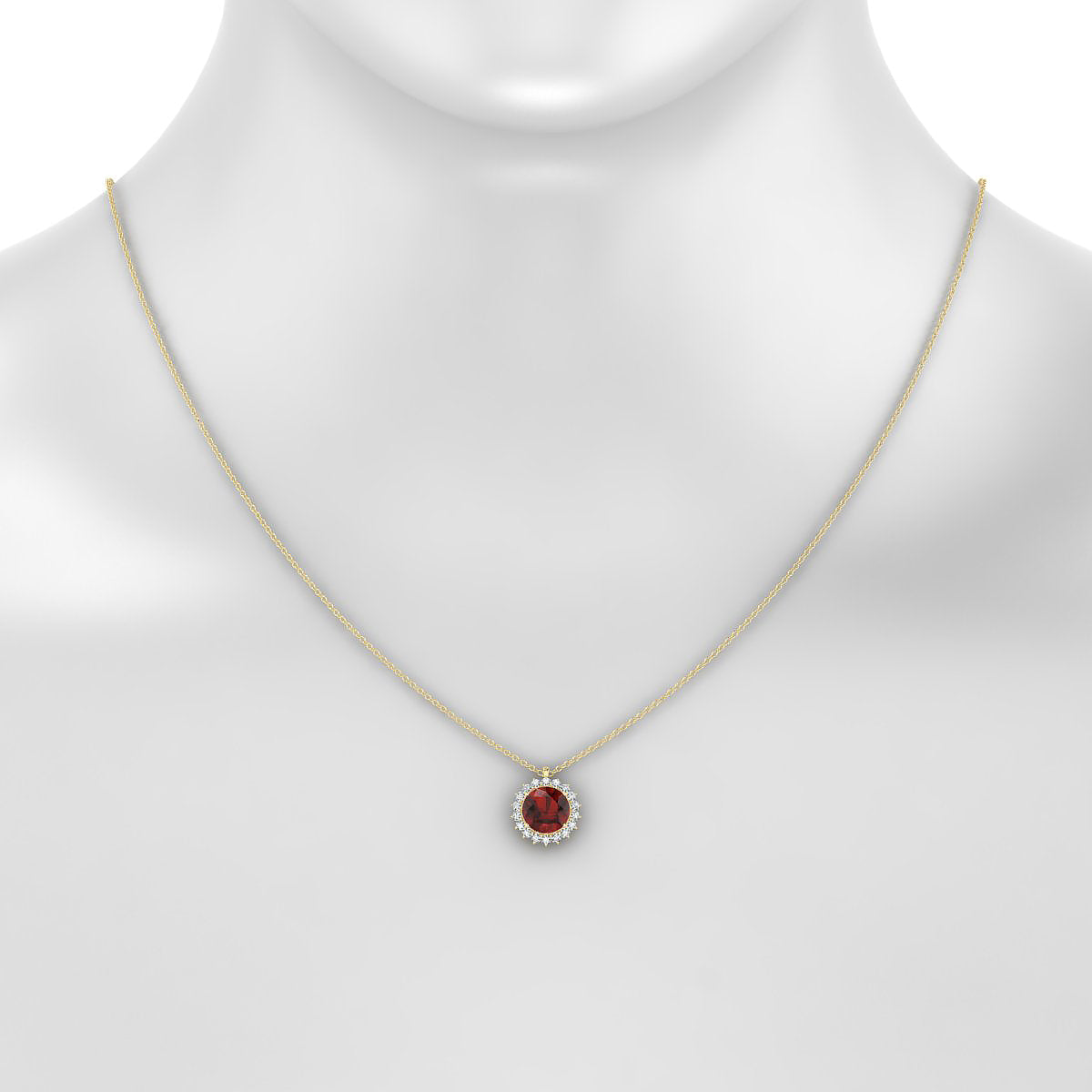 Blossom | 18k Yellow Gold 8 mm Round Garnet Pendant