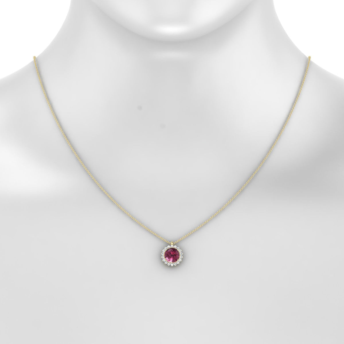 Blossom | 18k Yellow Gold 8 mm Round Rhodolite Pendant