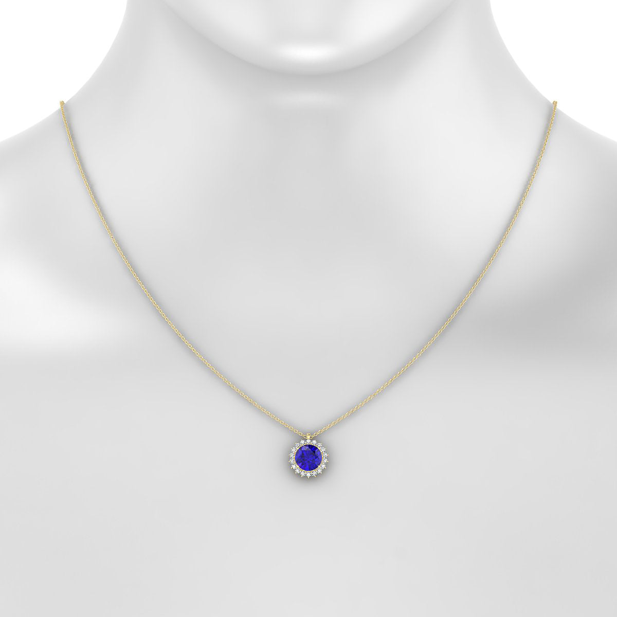 Blossom | 18k Yellow Gold 8 mm Round Tanzanite Pendant