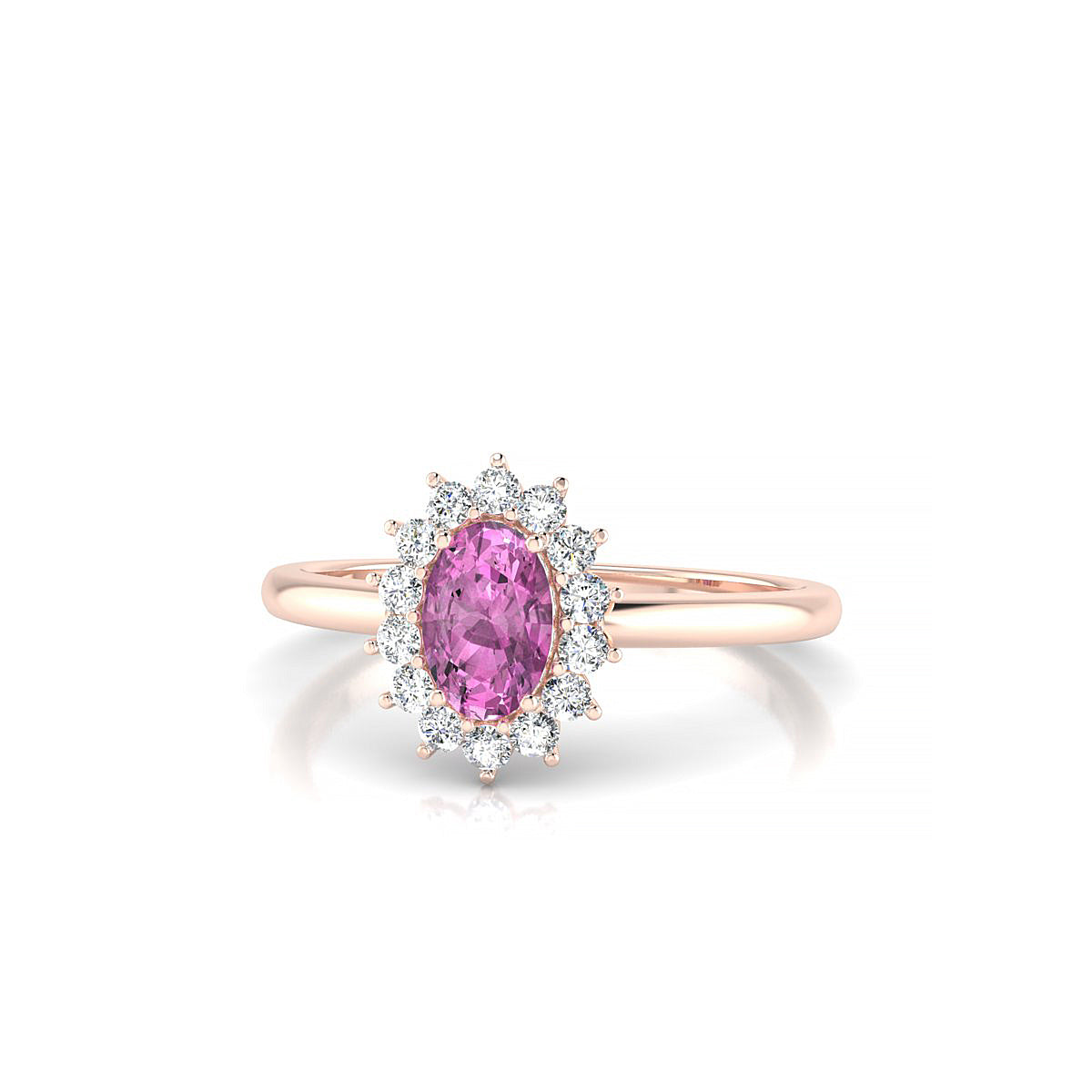 Blossom | 18k Rose Gold 6 x 4 mm Oval Pink Sapphire Ring
