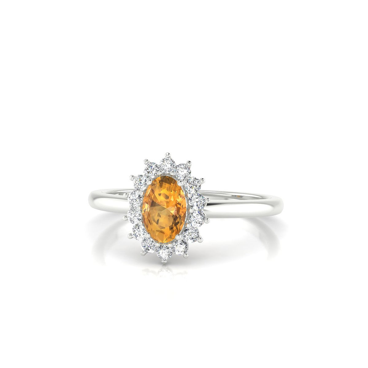 Blossom | 18k White Gold 6 x 4 mm Oval Citrine Ring