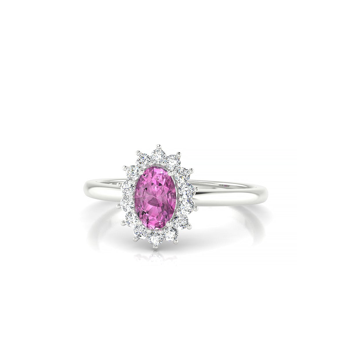 Blossom | 18k White Gold 6 x 4 mm Oval Pink Sapphire Ring