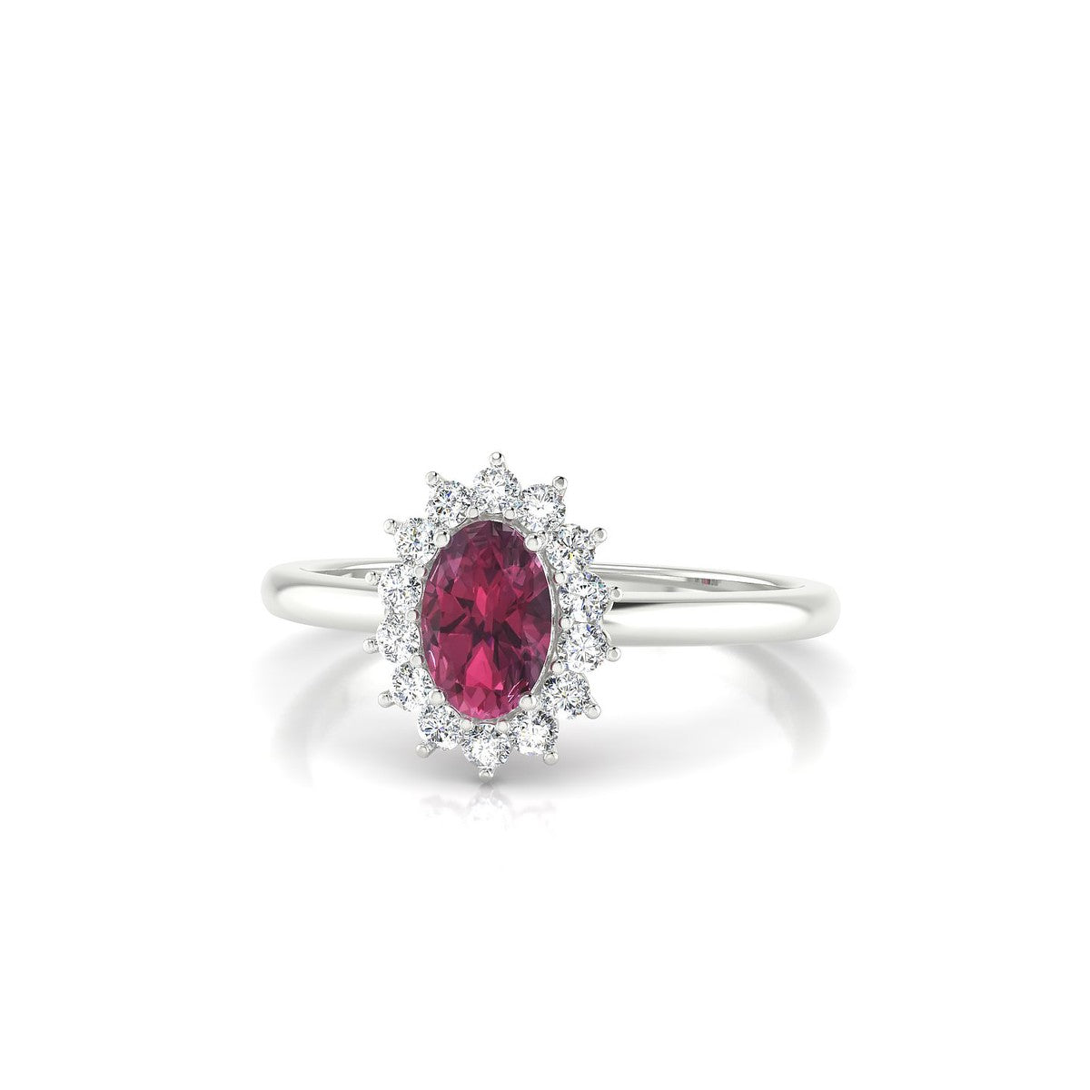 Blossom | 18k White Gold 6 x 4 mm Oval Rhodolite Ring