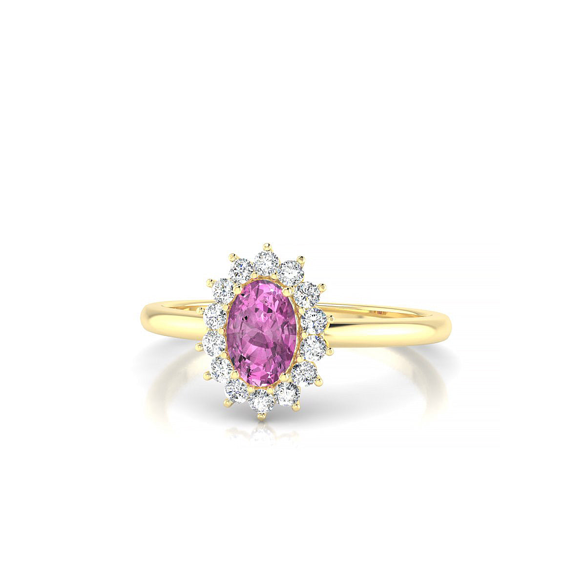 Blossom | 18k Yellow Gold 6 x 4 mm Oval Pink Sapphire Ring
