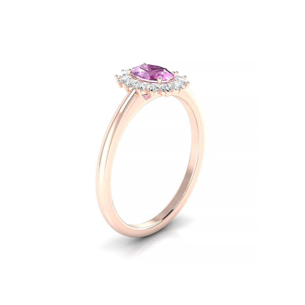 Blossom | 18k Rose Gold 6 x 4 mm Oval Pink Sapphire Ring