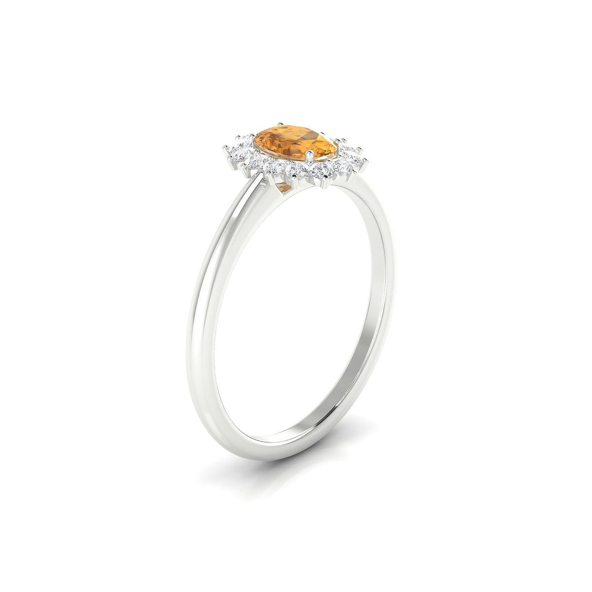 Blossom | 18k White Gold 6 x 4 mm Oval Citrine Ring