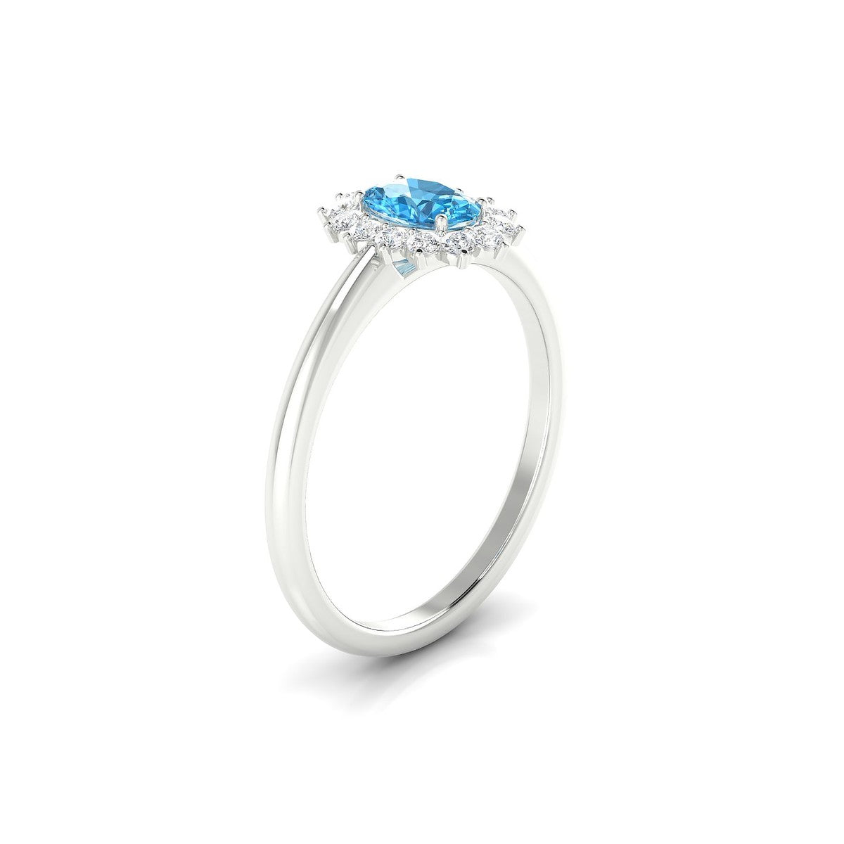 Blossom | 18k White Gold 6 x 4 mm Oval Topaz Ring