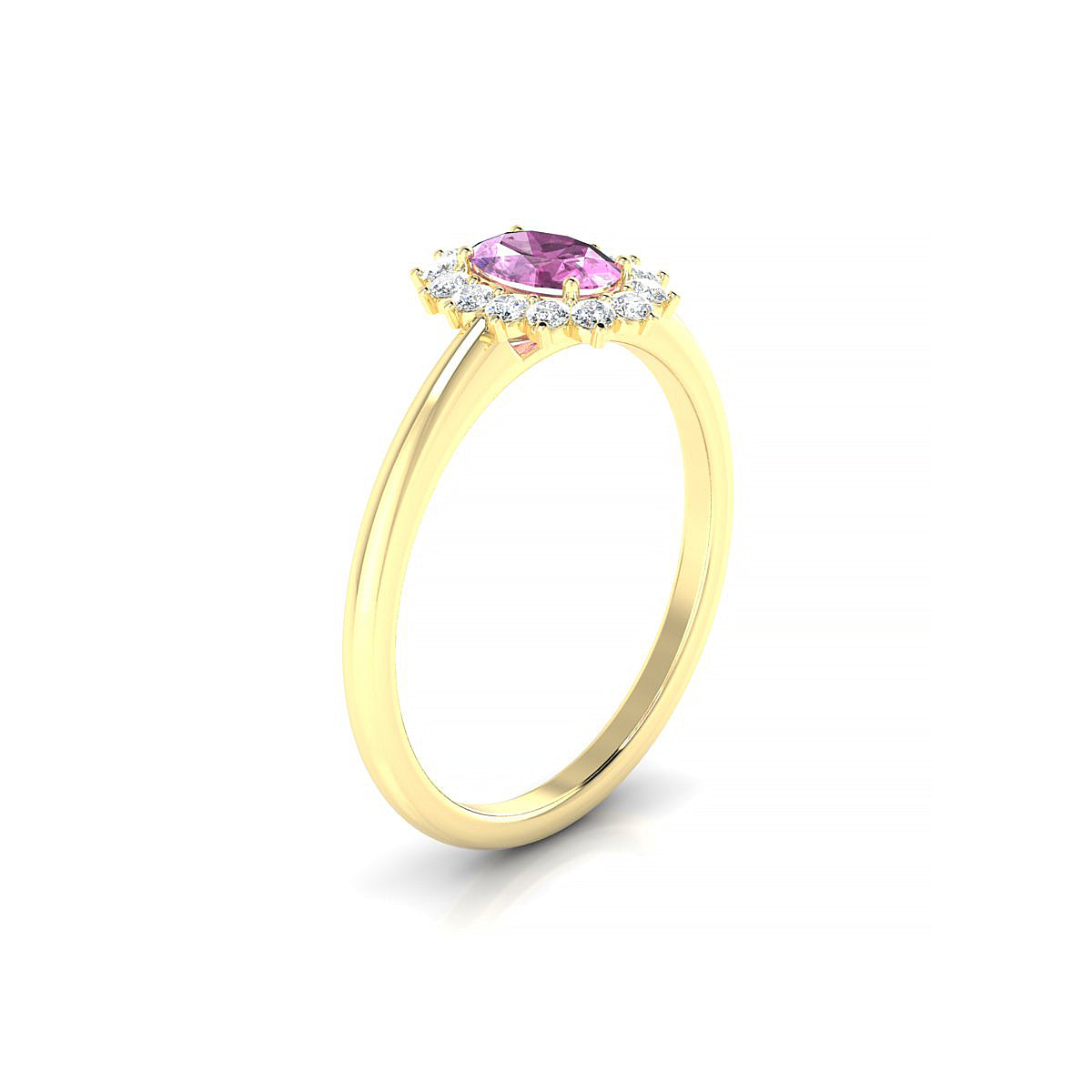 Blossom | 18k Yellow Gold 6 x 4 mm Oval Pink Sapphire Ring