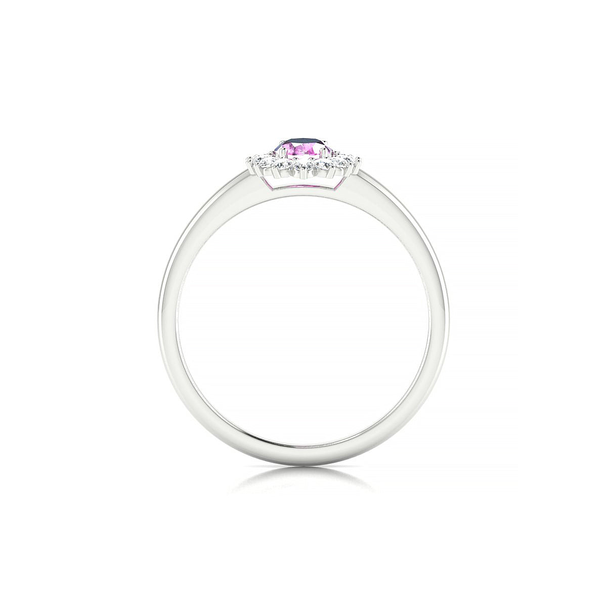 Blossom | 18k White Gold 6 x 4 mm Oval Pink Sapphire Ring